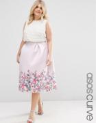 Asos Curve Scuba Skirt With Printed Hem - Multi