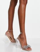Ego Dream Clear Block Heel Sandals With Diamante Detail-neutral