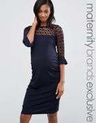 Bluebelle Maternity Lace Insert Body-conscious Dress - Navy
