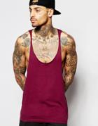 Asos Tank With Extreme Racer Back And Raw Edges In Purple - Purple