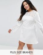 Rage Plus Crochet Insert Dress - White