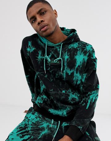 Agora Oversized Hoodie In Tie-dye - Black