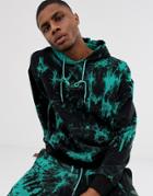 Agora Oversized Hoodie In Tie-dye - Black
