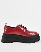 London Rebel Super Chunky Lace Up Shoes In Green-red
