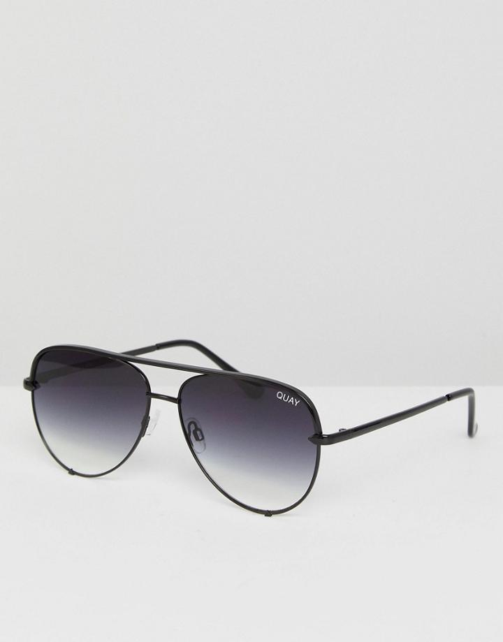 Quay Australia X Desi High Key Mini Aviator Sunglasses In Black Fade