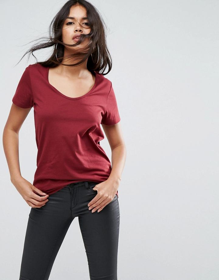 Asos Boxy Scoop Neck T-shirt - Red