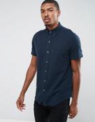Abercrombie & Fitch Pique Shirt Button Through One Pocket In Navy - Navy