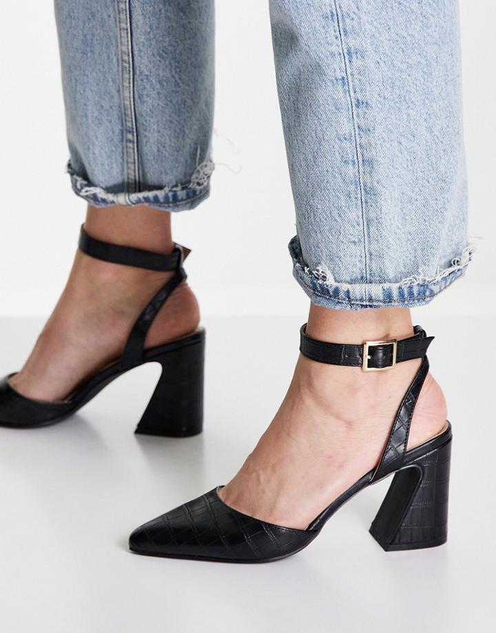 Bebo Daisy Mid Heeled Shoes In Black Croc