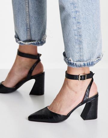 Bebo Daisy Mid Heeled Shoes In Black Croc