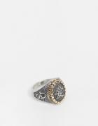 Asos Daysocial Signet Ring With Chinese Character In Gold And Silver Tone