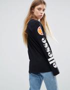 Ellesse Long Sleeve T-shirt With Sleeve Print - Black
