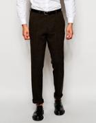 Asos Slim Smart Pants In 100% Wool - Khaki