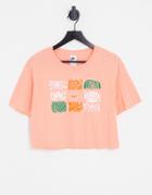 Nike Spring Break Essential Cropped T-shirt In Dusty Coral-orange