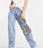 Stradivarius Petite Boyfriend Jean In Medium Blue-blues