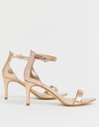 Truffle Collection Kitten Heel Barely There Sandals - Copper