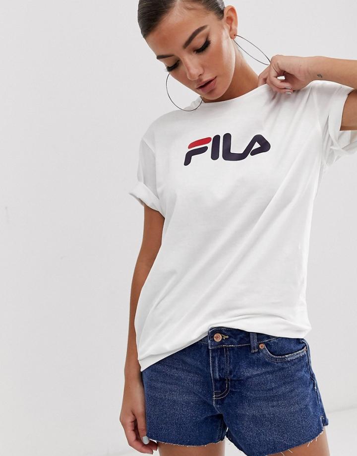 Fila Oversized Boyfriend T-shirt With Chest Logo-white