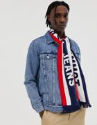 Tommy Jeans Heritage Logo Knitted Scarf In Navy - Navy