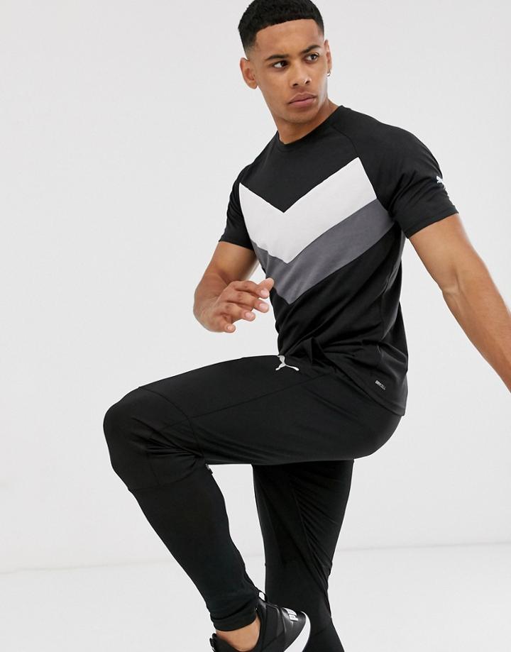 Puma Training Reactive Color Block T-shirt In Black