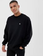 Asos Design Oversized Sweatshirt In Black With Triangle - Black