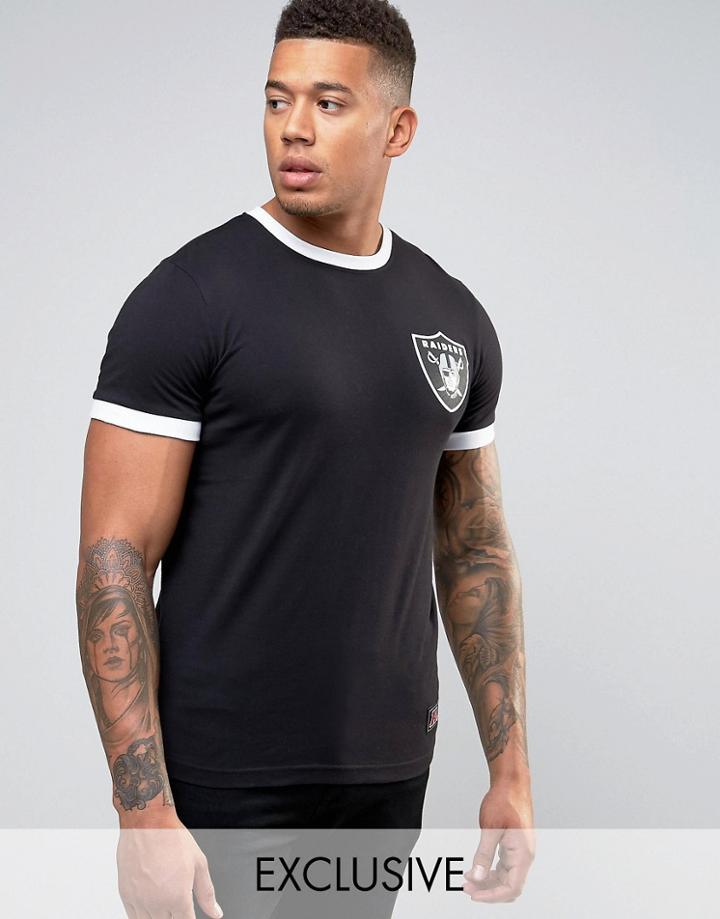 Majestic Raiders Longline Ringer T-shirt Exclusive To Asos - Black