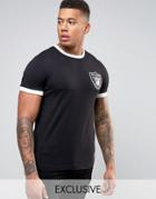 Majestic Raiders Longline Ringer T-shirt Exclusive To Asos - Black