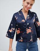 Only Japaan Printed Wide Sleeve Shirt - Blue