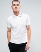 Hugo By Hugo Boss Polo Tipped Stretch Slim Fit In White - White