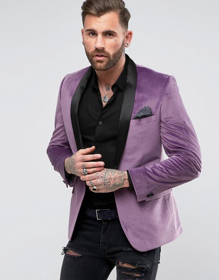Rudie Velvet Shawl Collar Jacket - Pink