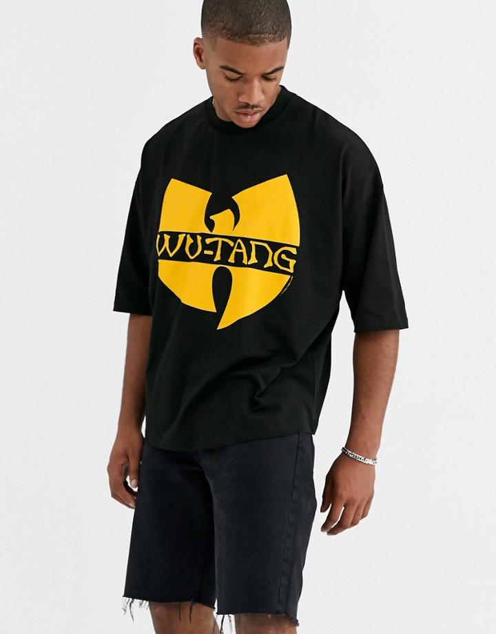 Asos Design Wu Tang Oversized Heavyweight T-shirt With Front Print-black