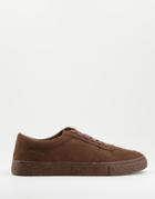 Asos Design Lace Up Sneakers In Brown