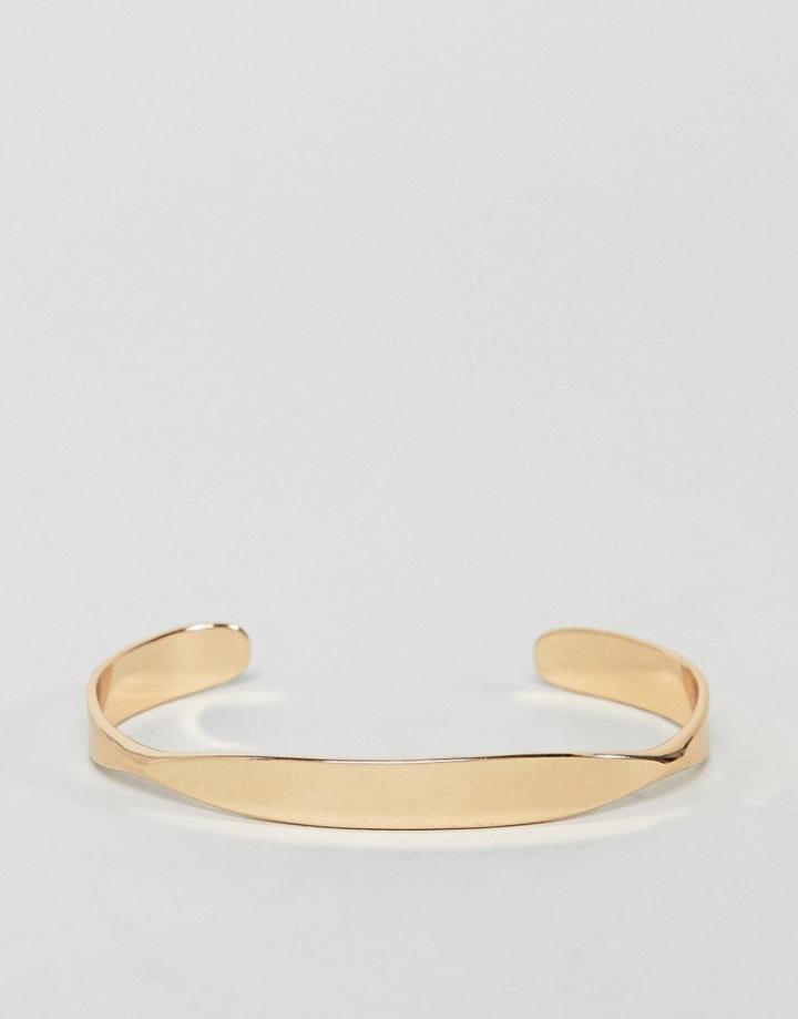 Asos Design Angled Flat Face Cuff Bracelet - Gold