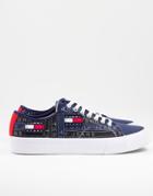 Tommy Jeans Sneakers With All-over Flag Logo In Navy