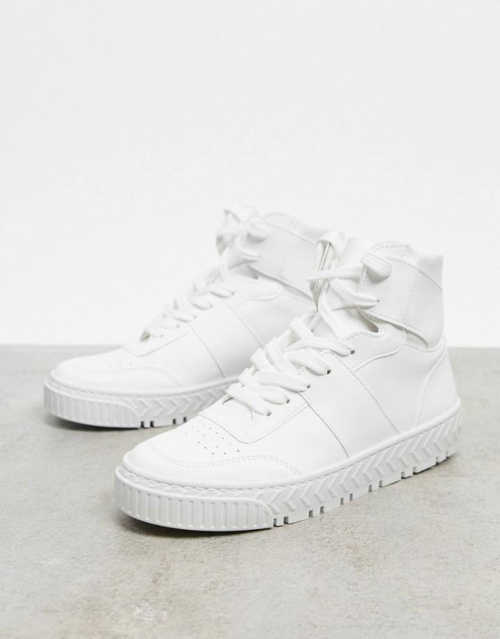 Asos Design Discreet High Top Sneakers In White