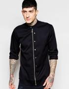 Lindbergh Shirt With Zip Front In Regular Fit - Black