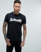 Schott Logo T-shirt Slim Fit In Black - Black