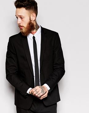 Asos Slim Fit Suit Jacket In Poplin - Black