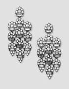 Asos Design Earrings In Luxe Crystal Design In Gunmetal - Silver