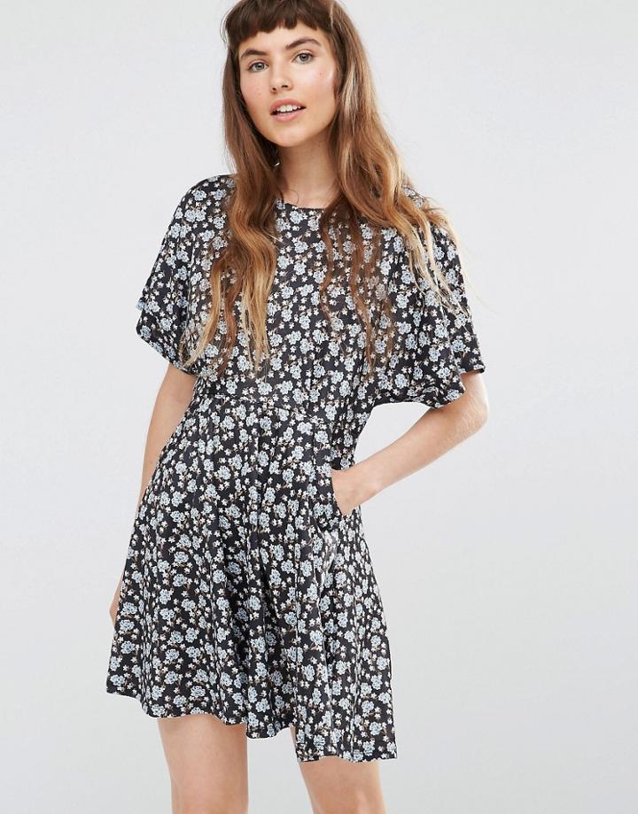 Qed London Floral Skater Dress - Multi
