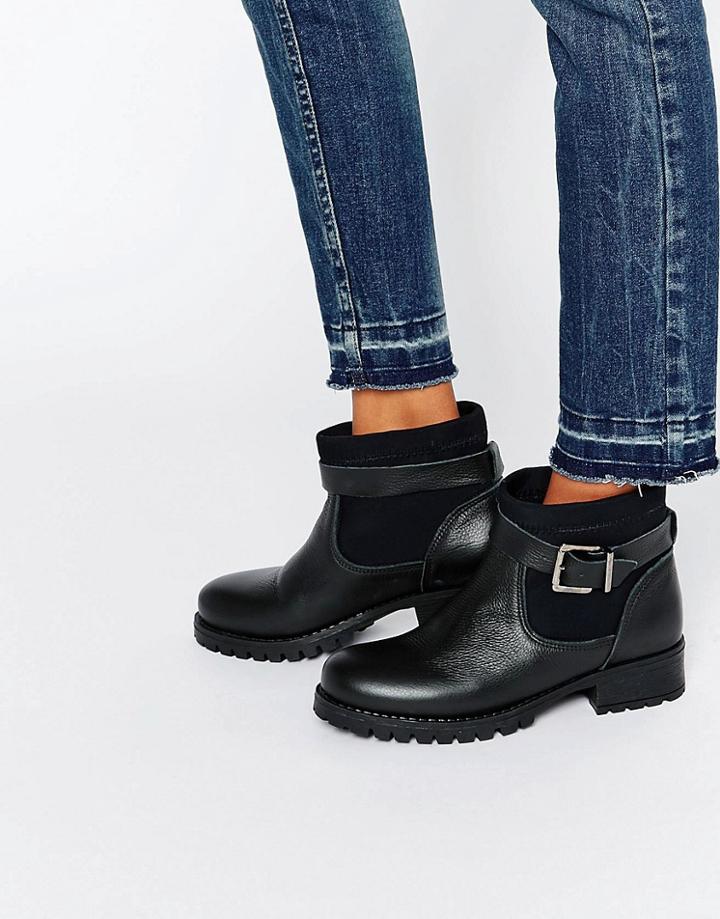 Pieces Vaha Chunky Biker Boots - Black