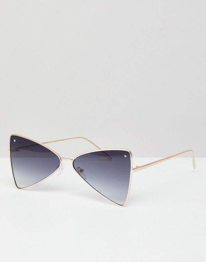 Asos Design Butterfly Sunglasses With Diamonte Detail - Gold