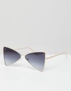 Asos Design Butterfly Sunglasses With Diamonte Detail - Gold