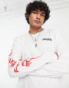 Allsaints Sliver Long Sleeve Top With Arm Print In White