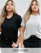 Asos Curve Crew Neck T-shirt 2 Pack - Multi