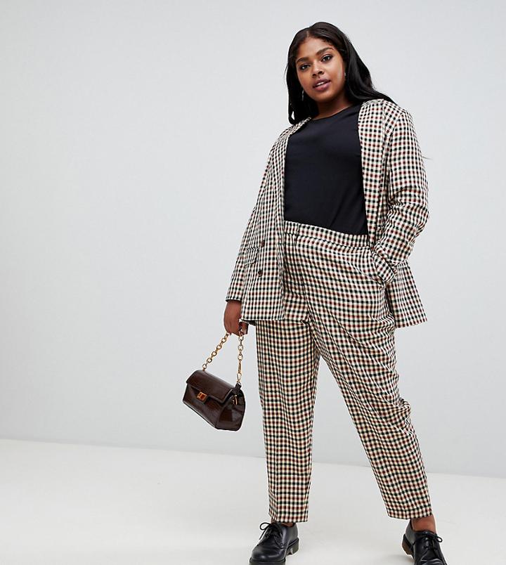 Asos Design Curve Tailored Heritage Check Slim Trousers - Multi