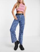 The Ragged Priest Relaxed Jeans In Wavy Heart Print-blues
