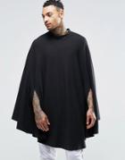 Asos Loungewear Cape In Waffle Fabric With Funnel Neck - Black