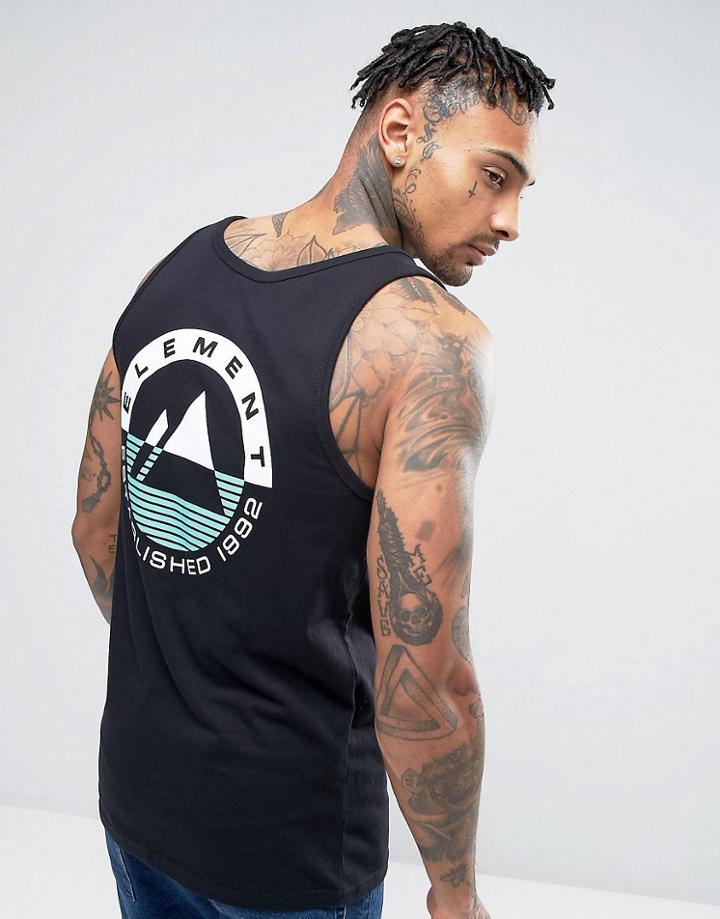 Element Merge Tank Logo Back Print In Black - Black
