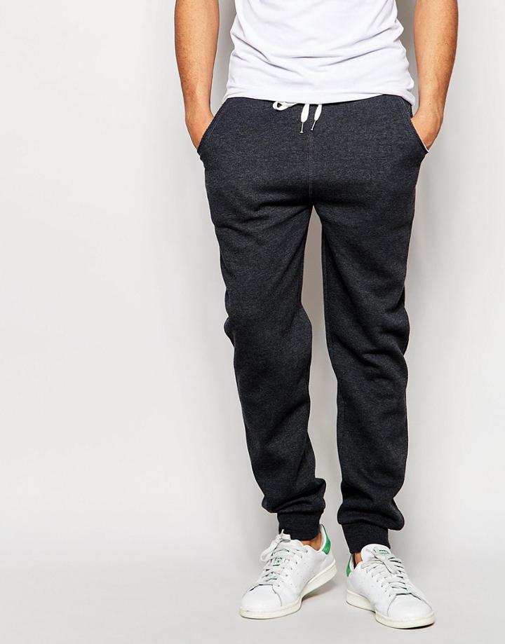 Solid Joggers With Drawstring Waist - Charcoal