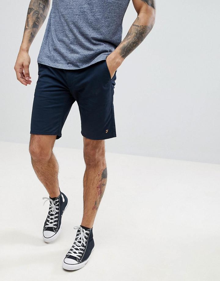 Farah Hawk Chino Twill Shorts In True Navy - Navy
