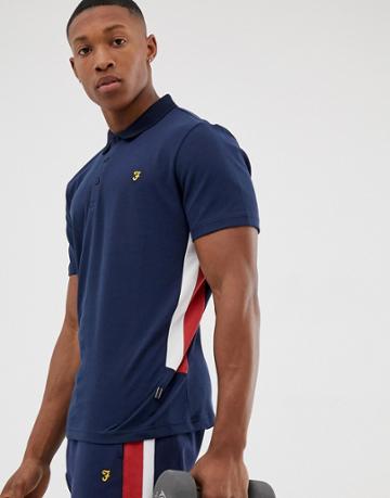 Farah Sport Mitchell Side Panel Polo In Navy - Navy